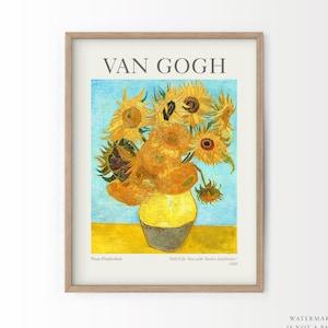 Van Gogh Sunflower painting Floral prints Van Gogh exhibition Still Life Vase with Twelve sunflowers Bedroom wall art Modern living room