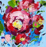 original oil painting Peony garden flowers impasto artwork Floral decor wall art
