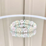 Beaded Flower Bracelet | Seed Bead Daisy | Friendship, Tiktok, Cute, Elevated, Elegant, Floral, Present, Aesthetic, Stretchy, Pretty, Summer