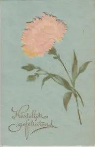 Greetings 1932 Netherlands velvet material fabric handmade carnation flower
