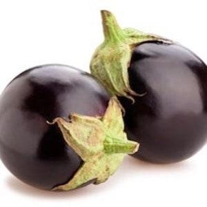 50 seeds Organic round eggplant Purple, aubergine, melongene or brinjal (Solanum melongena)