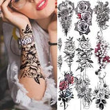 Flower Rose Temporary Tattoos - Peony Daisy Tattoos Sticker Body Art Tattoos 1pc