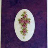 GREETING CARD - Embroidered Rose Cross Floral Bouquet, Original Design Hand Stitched Needlework, Card with Envelope