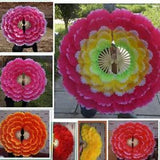 Peony Flower Hand Fan For Dancing Play Costume Or Home Decor Accessory Orange