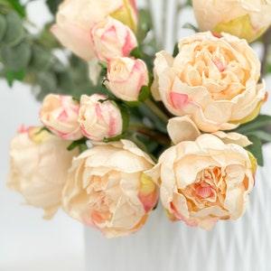 Dried Look Peonies | 10 Stems Cream Artificial Wedding  Home Decoration Gifts Decor Floral Flowers, High-Quality Realistic Arrangement Cream