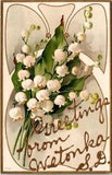 Greetings Wetonka SD Lily Of Valley Flowers Gold Embossed c1910 postcard EQ1