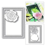 Peony Flower Rectangle Frame Metal Cutting Dies Scrapbooking Card Making Craft