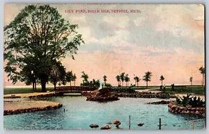 Detroit, Michigan MI - Lily Pond, Belle Isle - Vintage Postcard - Posted 1907