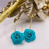 floral artisan earrings |floral bouquet earrings| turquoise earrings |floral hoop earrings |rose hoops