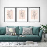 Elegant Orchid Serenity: Beige Line Art Trio - Modern Gallery Set #LA_S2V1_05
