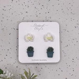 Plant Pack Stud Duo Polymer Clay Earrings Orchid Earrings Mini Plant Potted Plant Mothers Day Gift Plant Mom Gifts for her polymer clay ear