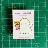 Floral Ghost Sticker | Flower | Weather Proof | Glossy Laminate |