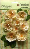 Ranunculus IVORY CREAM 8 Fabric Flowers + 6Leaves 33-48mmAcross Botanica Pet L2b