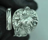 Beautiful 925 Sterling Silver Carnation Flower Floral Spoon Ring