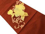6468343: JAPANESE KIMONO / VINTAGE NAGOYA OBI / WOVEN PEONY & FLOWER RHOMBUS