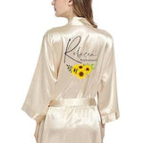 Sunflowers Floral Bridesmaid Robes Bridal Party Satin Robes Bride Wedding Party Robe, Sunflower Robe, Custom Personalized Gift