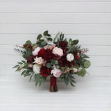 Burgundy blush pink  bouquet - size 18" Bridal bouquet Faux bouquet  Wedding flowers Eucalyptus