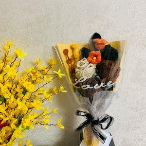Crochet flowers, cute Vintage Tulip Daisy flower ornaments, knitting A bunch of flower Anniversary bouquet Gift for her
