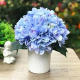 Artificial Silk Hydrangea Flower Arrangement in Ceramic Vase with Faux Water