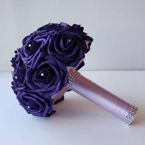 Dark purple and lavender bouquet,purple bouquet, purple and lavender toss bouquet bridesmaid bouquet,wedding bouquet,Custom Colors Available