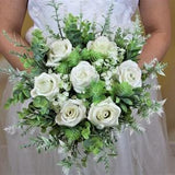 White rose bouquet Bridesmaid bouquet Greenery bouquet Bride bouquet Wedding bouquet set  Flower girl bouquet Succulent bouquet Faux bouquet