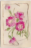 B2369 Celuloid Embossed flowers Carnations pu vintage postcard
