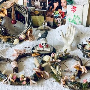 Wild flower protection wreaths, samhain celebrations, winter wreaths, floral wreaths, dried flowers, wreaths for front door