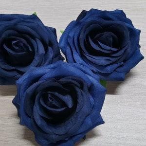 Navy Blue Rose, 9cm High Quality Roses Head Only Navy Blue Flowers for Wedding Decoration Bouquets Centerpieces Flowers 10-100pcs