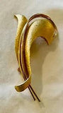 Gold Tone Brushed Metal Iris Lily Floral Flower Brooch Pin 2.5??? x 1.5???