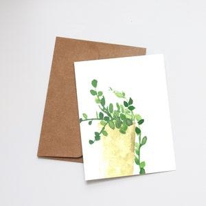 Blank Botanical Greeting Card | Watercolor Blank Note Cards | Watercolour Art | Plant Birthday Card | Greenhouse Plants Friend Card
