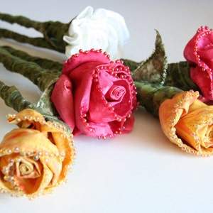 Fabric Rose Bouquet for Unique Wedding Bridal Bouquet, Flower Centerpiece, Home Floral Arrangement