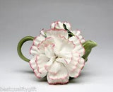 NEW COLLECTIBLE PORCELAIN 3D WHITE AND PINK CARNATION FLOWER TEAPOT-8OZ-NAIS