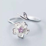 Sterling Silver Plum Bossom Ring, Modern Minimal Floral Ring, Lovely Dainty Adjustable Flower Ring ,Gift for Her, Birthday , Christmas Gift