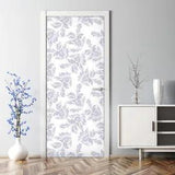 Bubble Free Door sticker Palm leaves Doodle style Soft lily color self adhesive