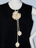 New Handmade Crochet Yellow Single Carnation Flower Scarf Necklace Lariat