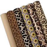 Leopard and Sunflower Print Leather Bundle Pack of 6 Sheets