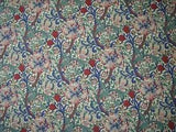 WILLIAM MORRIS CURTAIN FABRIC "Golden Lily Minor" 2.6 METRES BISCUIT/INDIGO/RED