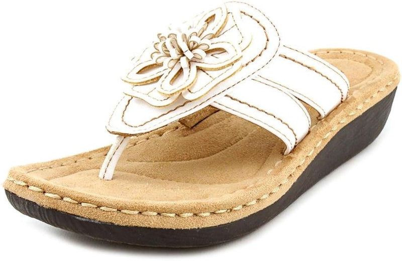 White Mountain Carnation Tan Flower Thong Sandals 10 NEW