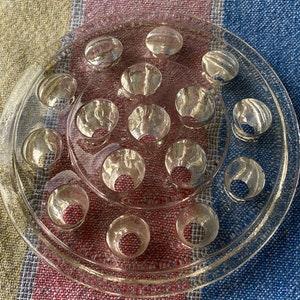 Vintage 1950s Clear Glass FLOWER FROG - Round - 16 Holes - 5" Diameter - Domed Top - Lipped Edge Sits in 4 1/2" Opening Bowl - Exc. Cond.