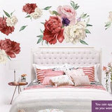 Peony Wall Decal Nursery. Watercolor Peony Decal Bedroom. Peony Vinyl Sticker Peel and Stick. Floral Wall Decor. Set of Peony Mural. LT80