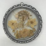 Vintage Dried Pressed Flowers Pewter Frame Window Suncatcher Lasting Impressions