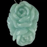 BE07905# Hand Carved Peony Flower   Amazonite Pendant Bead Gemstone 1 PCS