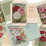 6 printable vintage flower seed packets, botanical, garden seeds, printable, flower seed packets, seed envelopes, seed organizer, spring