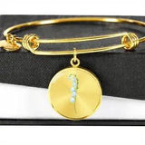 May Birth Flower Lily of The Valley Engraved Bangle Charm Bracelet