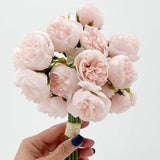 Small Head Peonies | Floral Bouquet Artificial Flower | Wedding/Home Decoration Gifts | D¡§?cor | Floral, Realistic Flowers Multi Color Pink