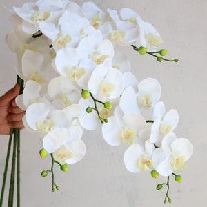 34??? White Faux Real Touch Phalaenopsis Orchid, Artificial Spring Plant Stem,| Centerpieces | DIY Florals | Wedding/Home Decorations | Gifts