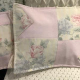Shabby Chic Vintage Pink  rose bouquet framed with Tommy Hilfiger stripe fabric  Hand made Custom  Pillow