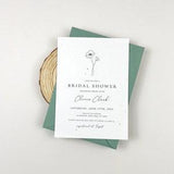 Poppy Flower Bridal Shower Invitation, Minimal Bridal shower Announcement , zero waste invitations with envelopes