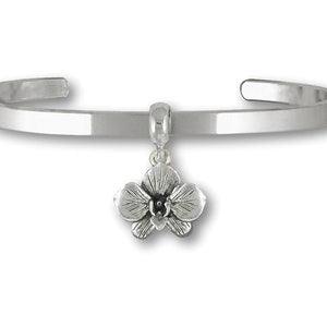 Orchid Jewelry Sterling Silver Handmade Orchid Flower Bracelet  OR5-CB