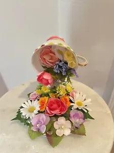 a magical flying flowers centerpieces tea cup &  saucer for any occasions